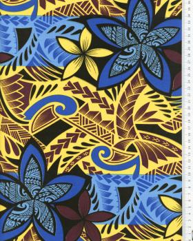 Tissu Polynésien HOARAA Bleu - Tissushop